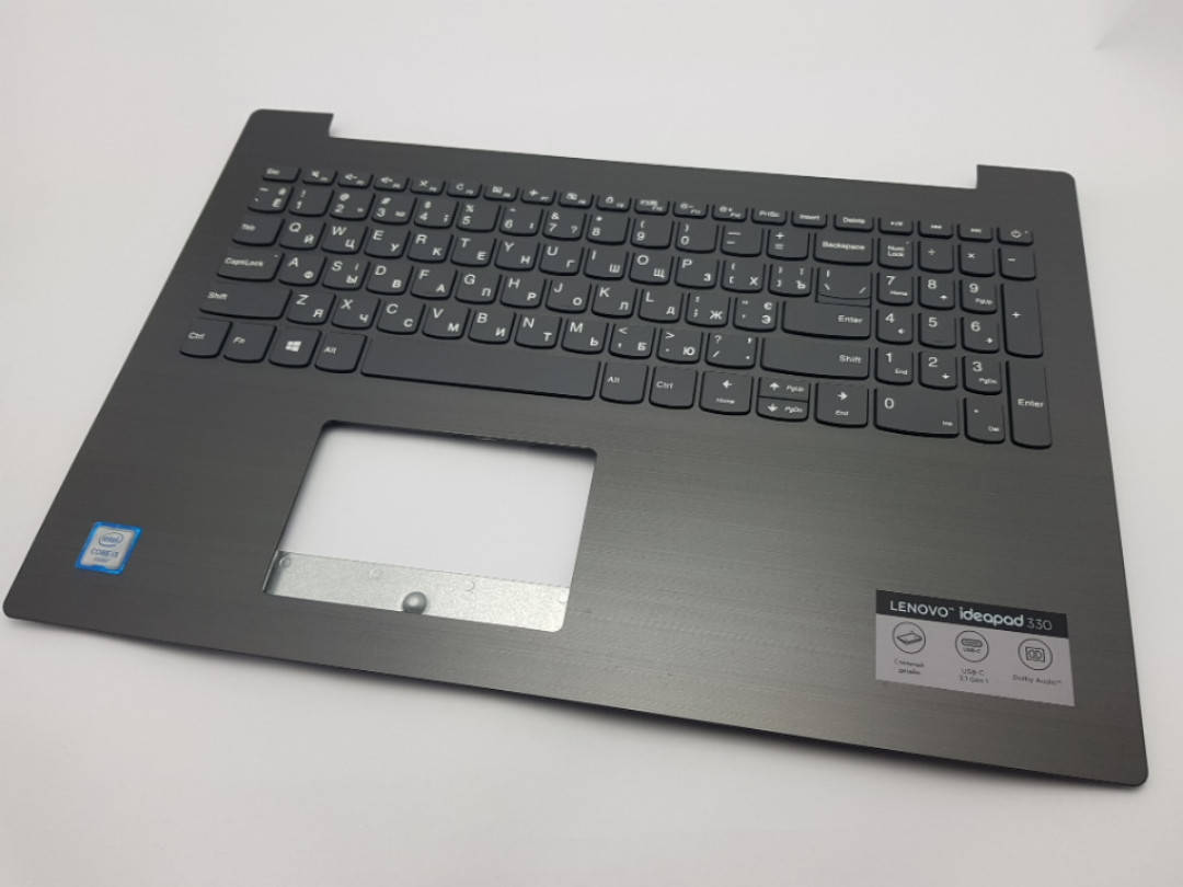 

С дефектом. Верхний корпус Lenovo 320-15, 330-15, 520-15 (DG521) темно-серый с разборки (нерабочая клавиатура)