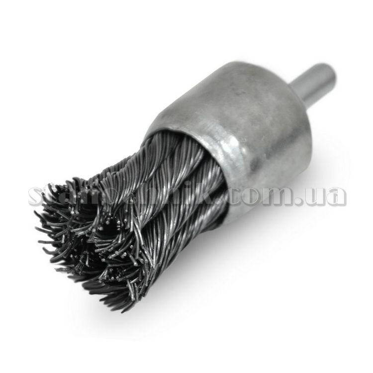 

Щетка-крацовка чашка стальная закрученная со шпилькой 22 мм (18-170)