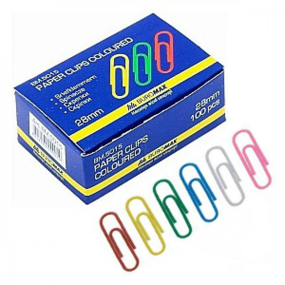 

Скрепки 28мм "BuroMAX" 5015 (100шт) цвет., Разные цвета