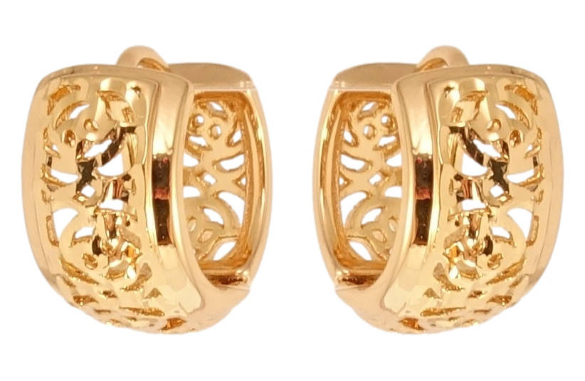 

Серьги Xuping Позолота 18K колечки "Резной цветочный орнамент"