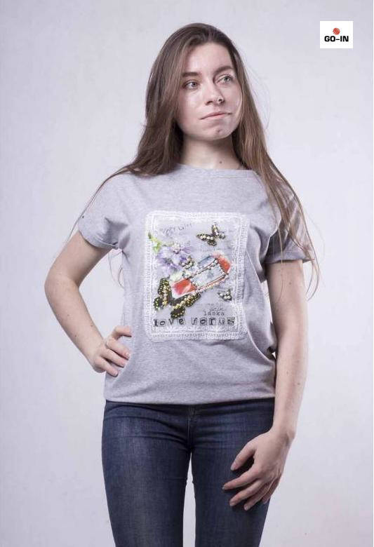 

Молодежная женская футболка серая трикотажная 42-50, Серый