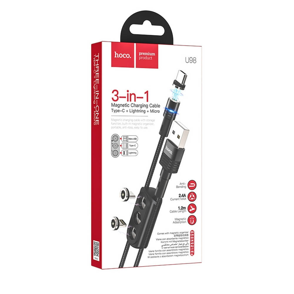 

Кабель HOCO COOL MAGNET 3 IN 1 DATA CABLE U 98