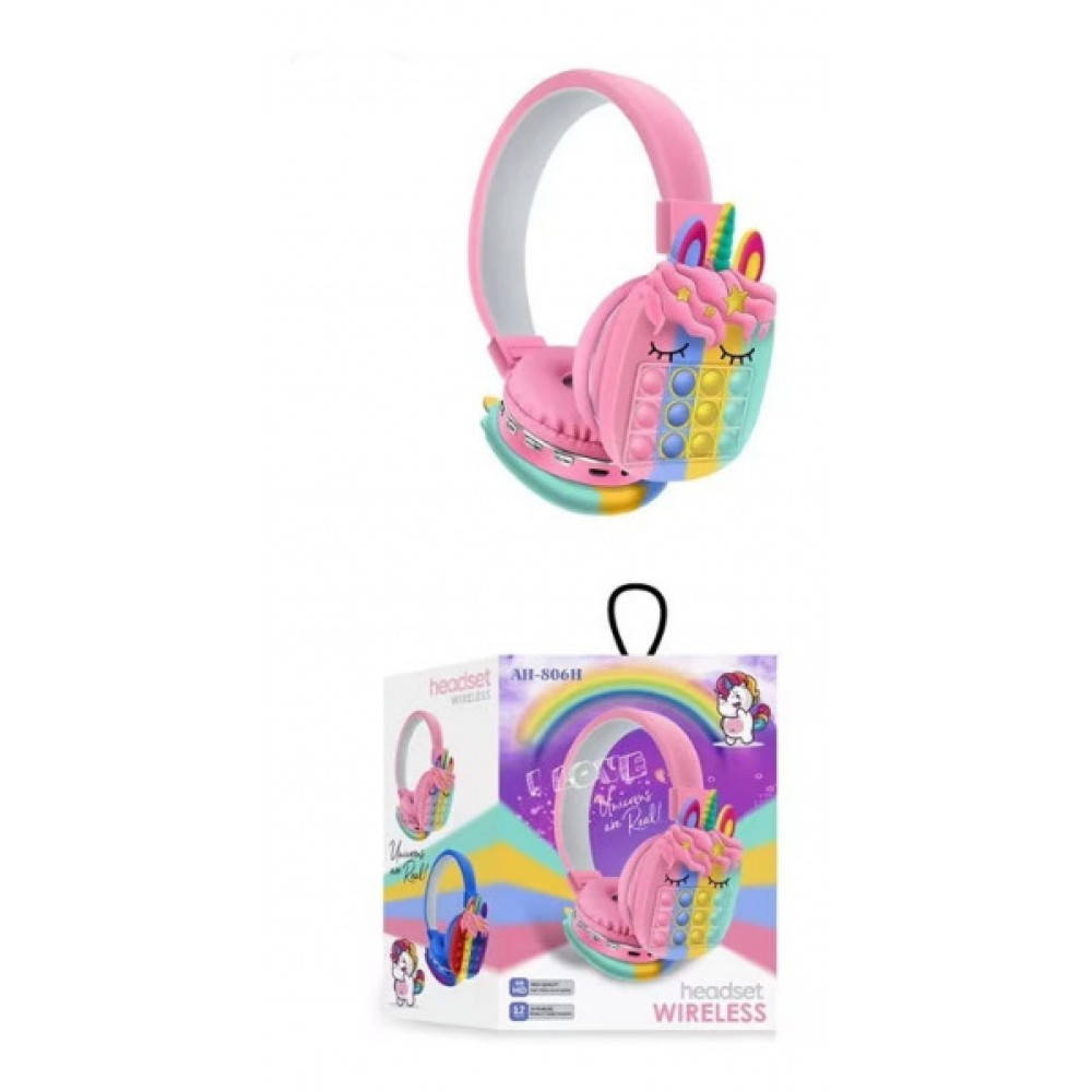 

Наушники беспроводные Rainbow Unicorn Bluetooth розовые, Розовый