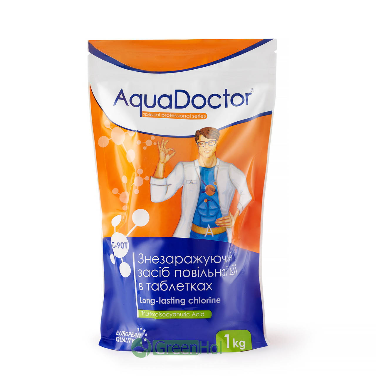 

Медленный хлор для бассейна AquaDoctor C90-T 1 кг (в таблетках по 200 г)