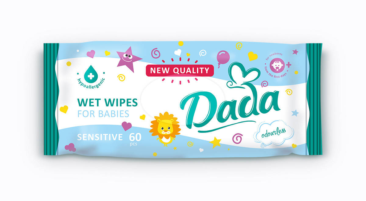 

Влажные салфетки д/детей 60шт б/запаху Dada (Дада)