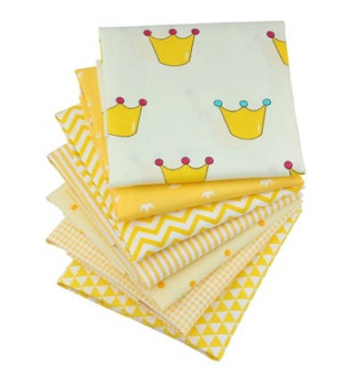 

Набор небольших отрезов ткани для рукоделия желтого цвета - 7 отрезов 20*25 см