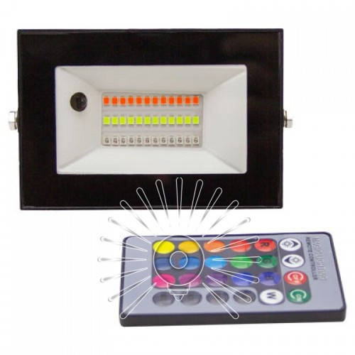 

RGB прожектор LEMANSO 10W + пульт IP65 чёрный / LMP76-10