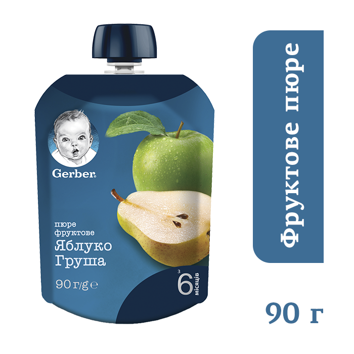 

Пюре фруктовое Яблоко-груша Gerber® (Гербер) с 6 месяцев ,пауч 90г