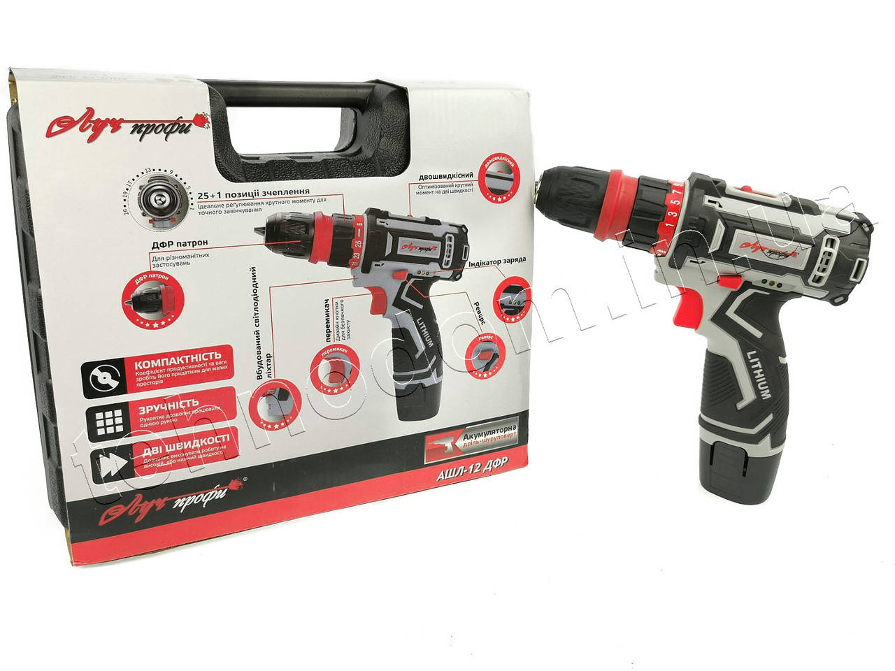 

Аккумуляторный шуруповерт Луч Профи АШЛ-12 (DFR-патрон, кейс, 2 аккумуляторные батареи)