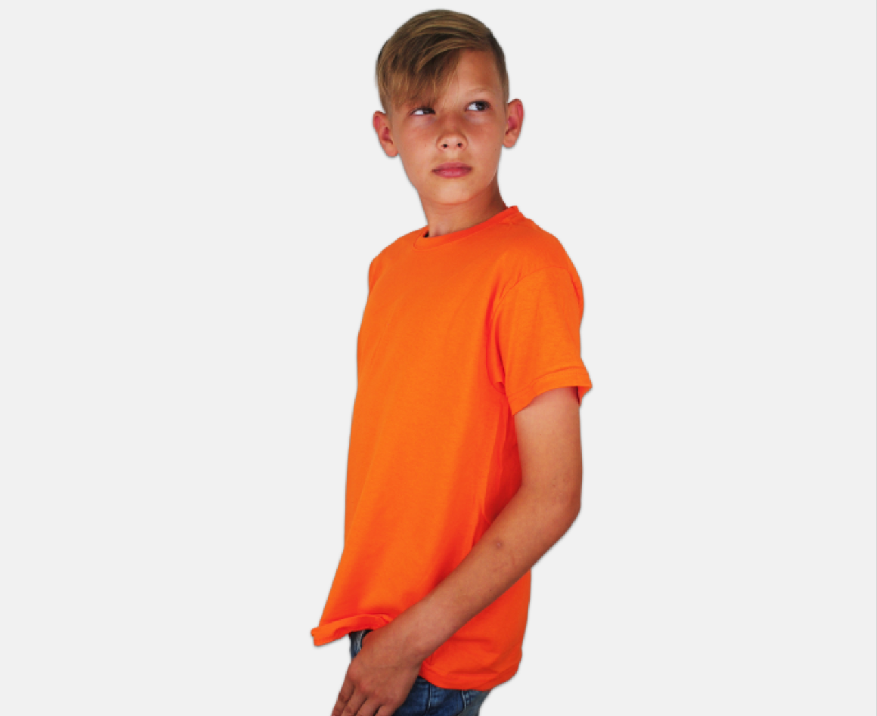 

Детская Классическая Футболка для Мальчиков Оранжевая Fruit of the loom 61-033-44 14-15