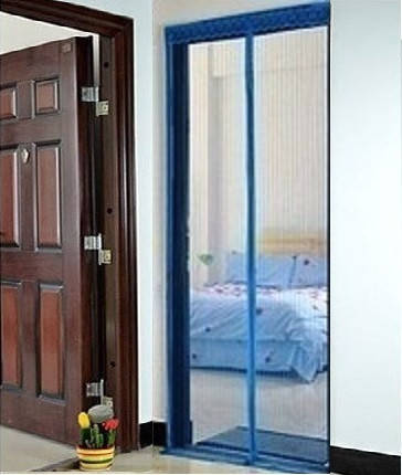 

Москитная сетка на магнитах голубая 210 х 90 ( магнитная лента ), Голубой