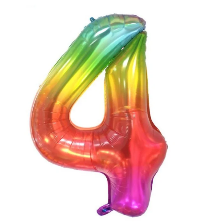 

Шар цифра "4" омбре радуга двухсторонняя, 100 см (Китай) в упаковке