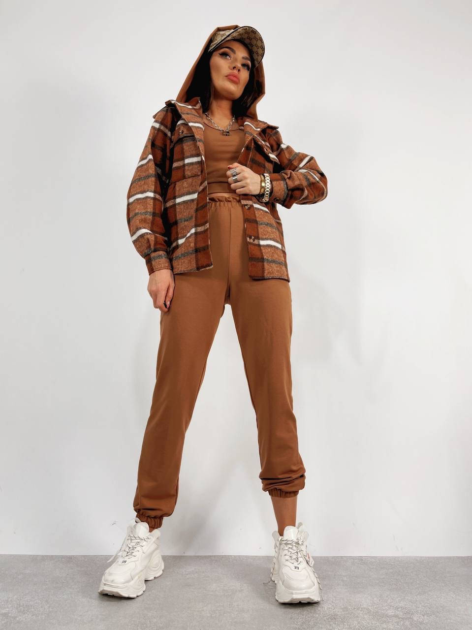 

Костюм тройка женский двунитка с рубашкой байка S; M; L; XL (4цв) "RYSLANA-2" от прямого поставщика, Разные цвета