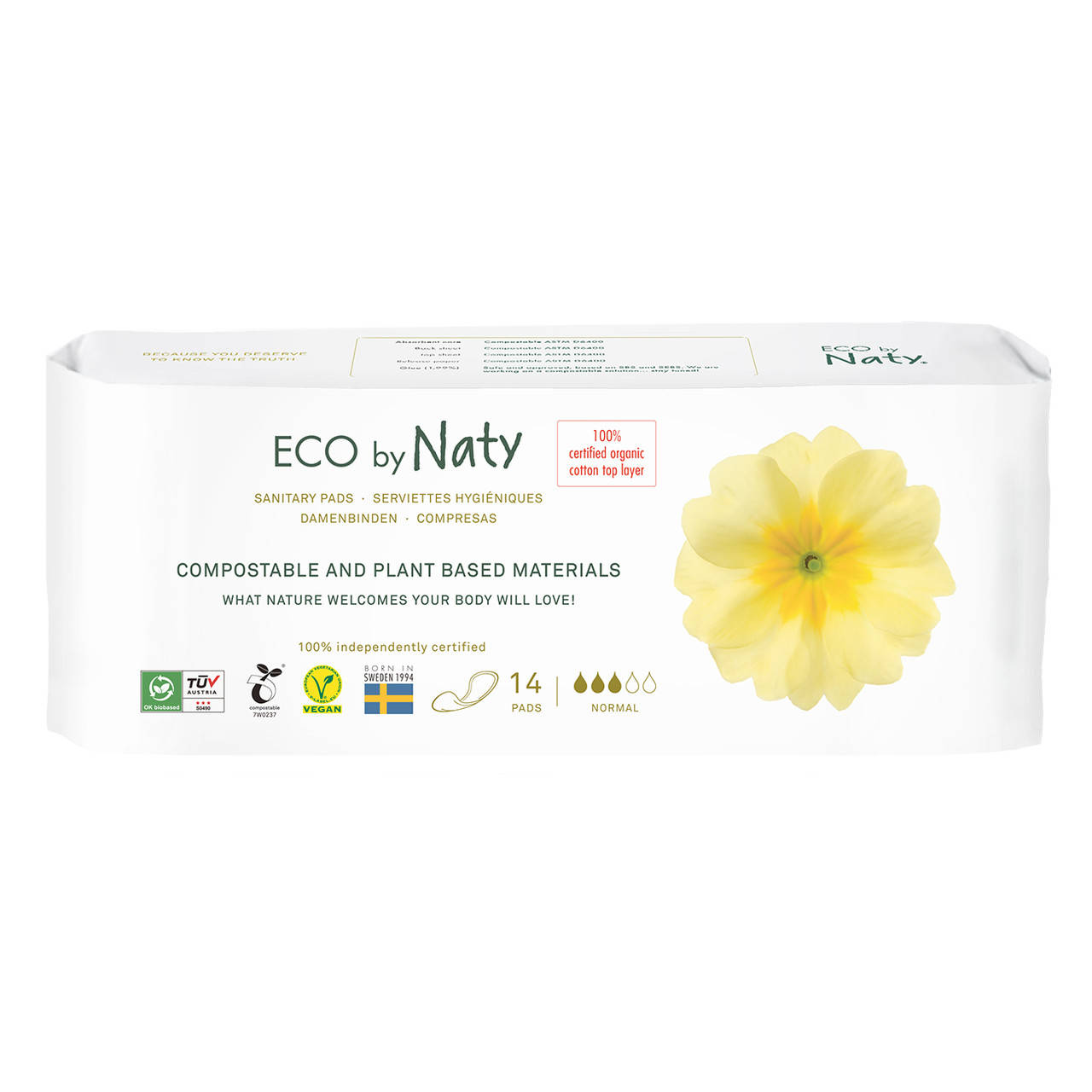 

Органические прокладки Eco by Naty Normal 14 шт без крылышек