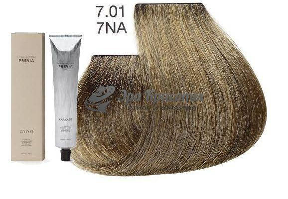 

Стойкая краска для волос 7.01/7NA Натуральный пепельный блондин Colour Previa, 100 мл