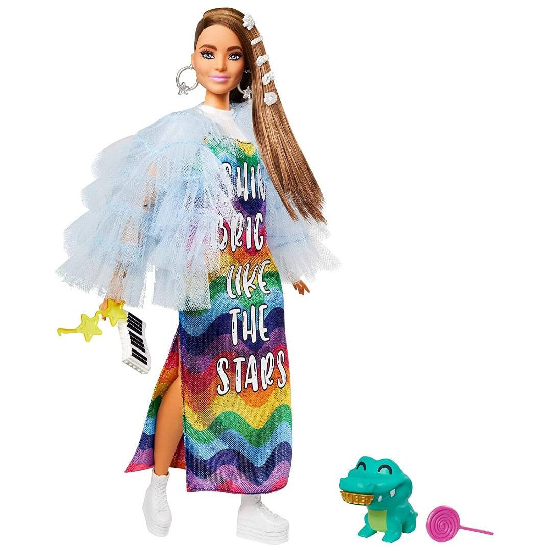 

Кукла Барби Экстра в длинном радужном платье Barbie Extra in Blue Ruffled Jacket