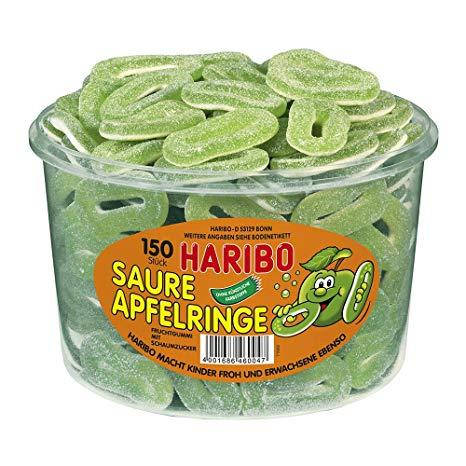 

Желейные конфеты Яблочные кольца Haribo Saure Apfelringe 150шт. 1200гр