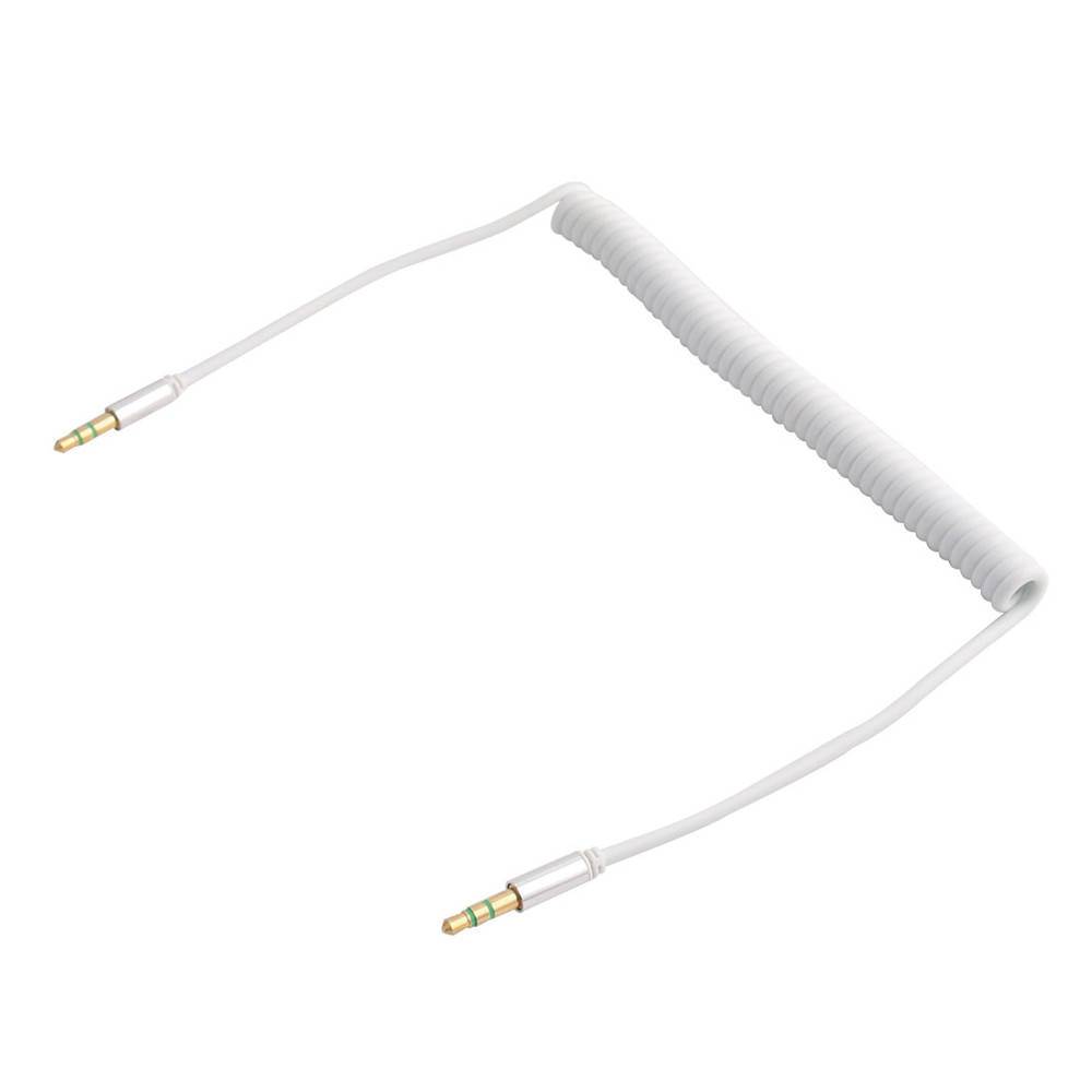 

Кабель AUX Audio DC3.5 тато-тато 1.5м пружина, CCA Stereo Jack, (круглий) White cable, Box, Белый