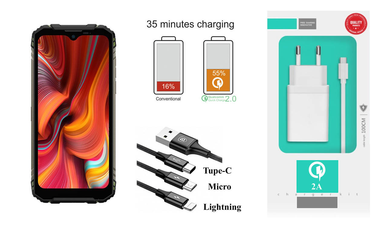 

Сетевое зарядное устройство Doogee S96 Pro, Fast Charger 2.1A, Белый