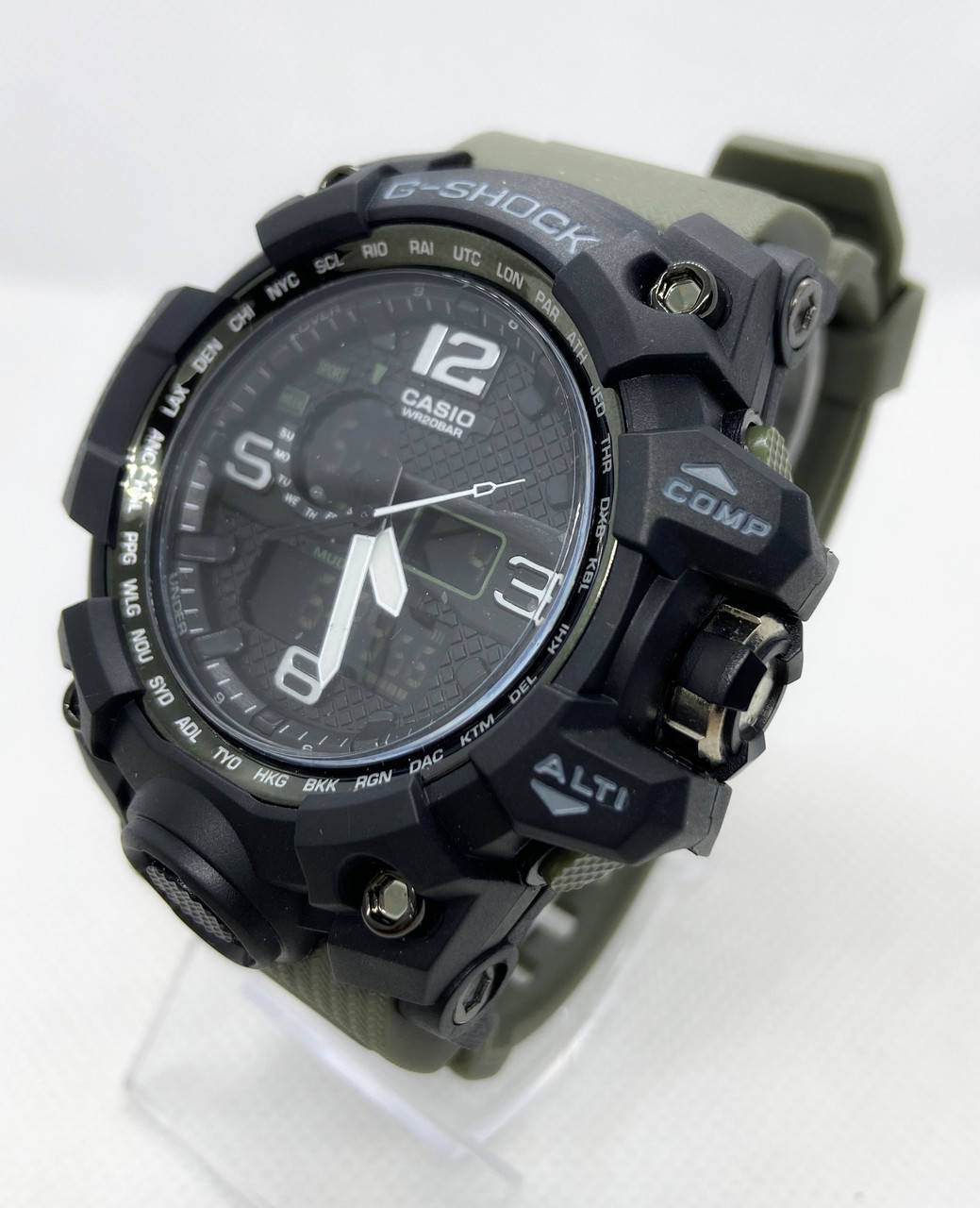 

Часы мужские спортивные наручные Casio G-Shock Черный с Хакки (код: 16056)