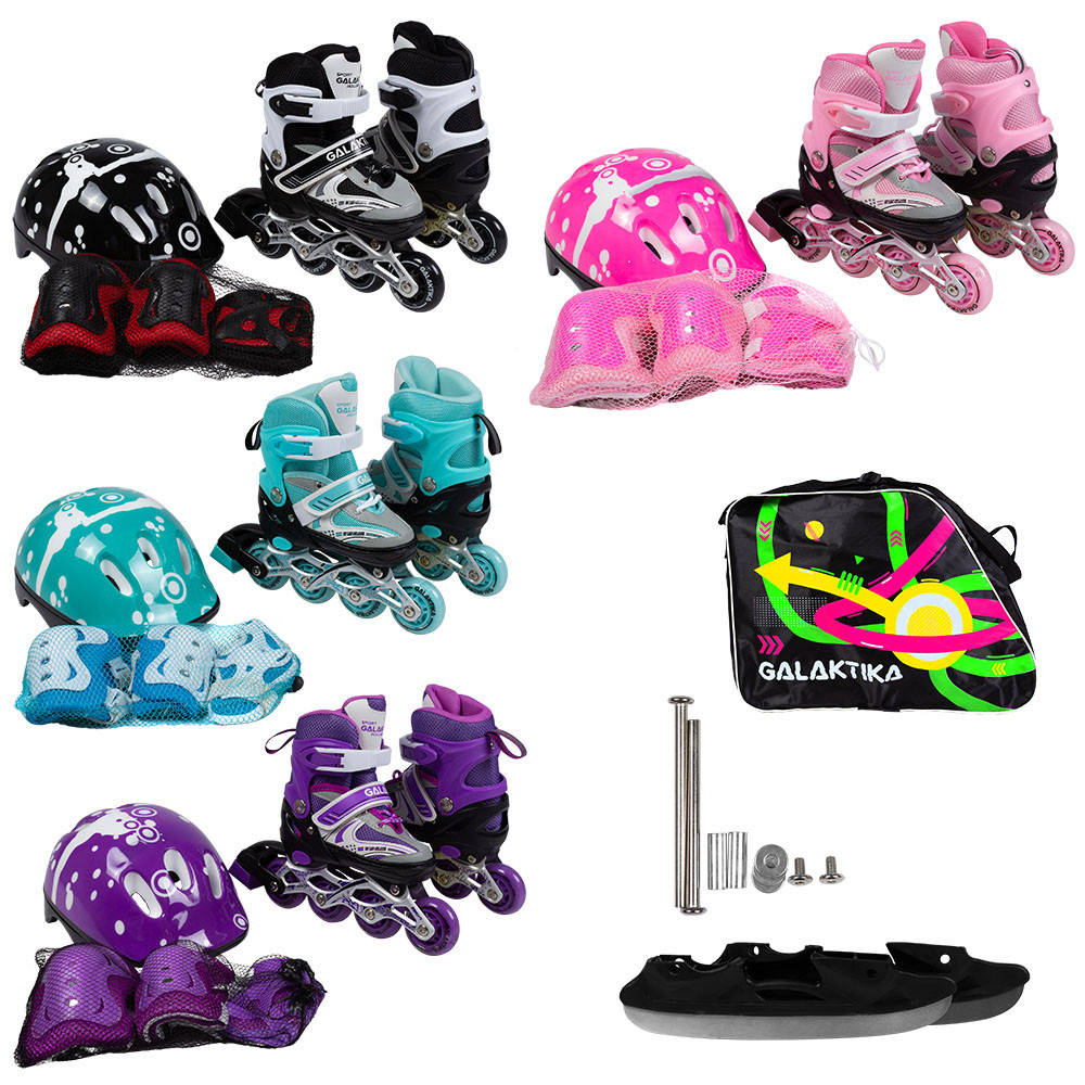 

Набор детские раздвижные ролики (роликовые коньки) (р.34-38) с защитой, шлемом RS-0033 M ABEC-7 разн. цвета, Разные цвета