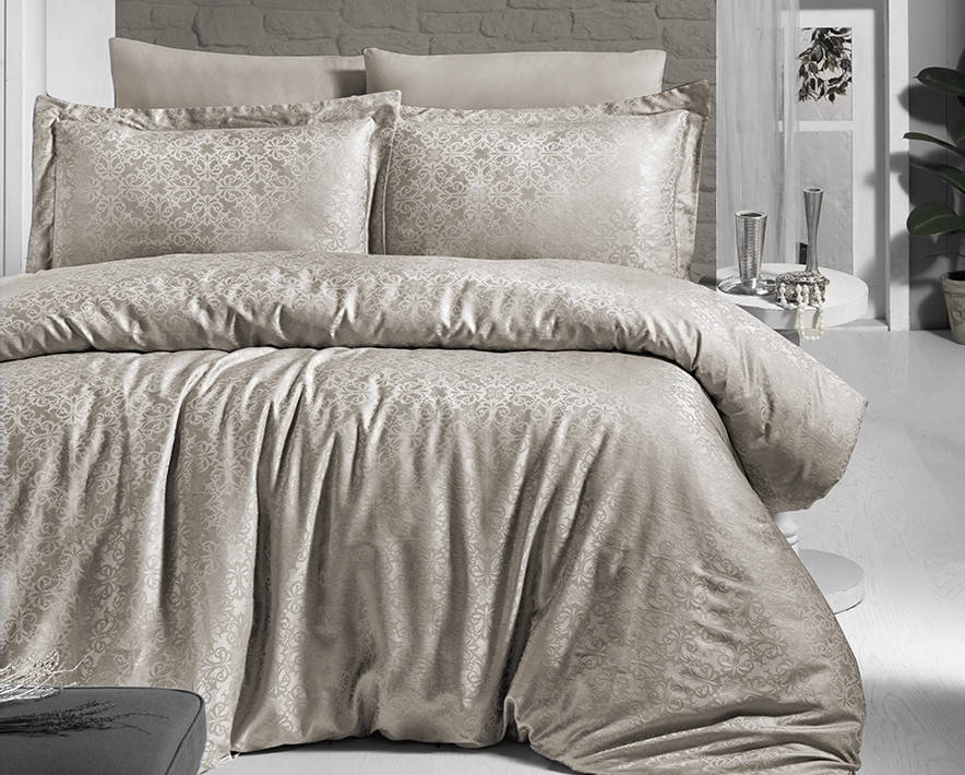 

Комплект постельного белья First Choice Jacquard Lamone Toprak сатин семейный бежевый