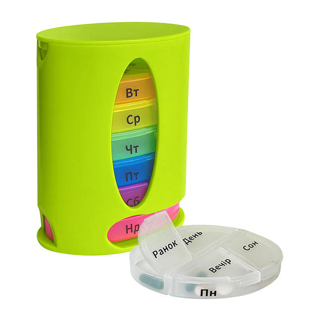 

Органайзер для таблеток MVM, 7 днів PC-04 GREEN пластиковий зелений