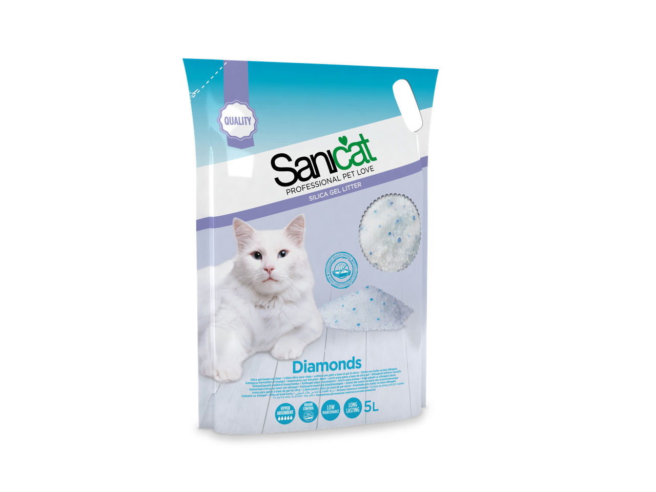 

Sanicat Diamonds Силикагелевый наполнитель без запаха 5л-2,3 кг