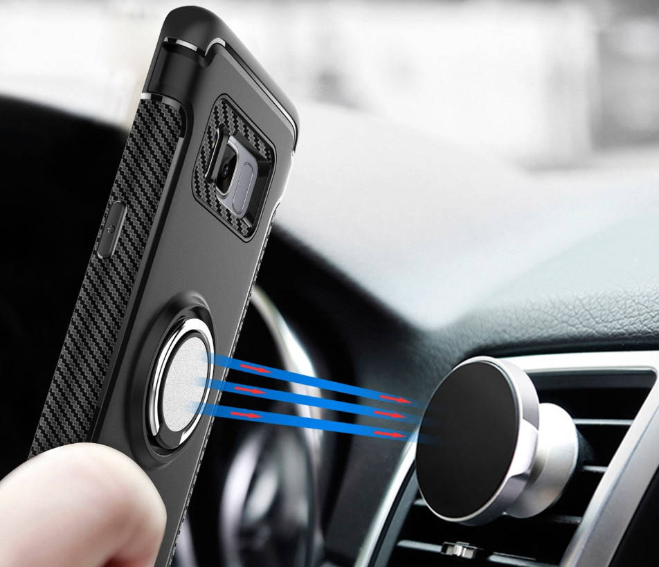 

Противоударный бампер с магнитом и кольцом для Huawei Honor 9 Lite, Черный