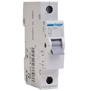 

Автоматический выключатель HAGER однополюсный 1P 10А C , MC110A, Хагер модульный автомат для щитов и боксов