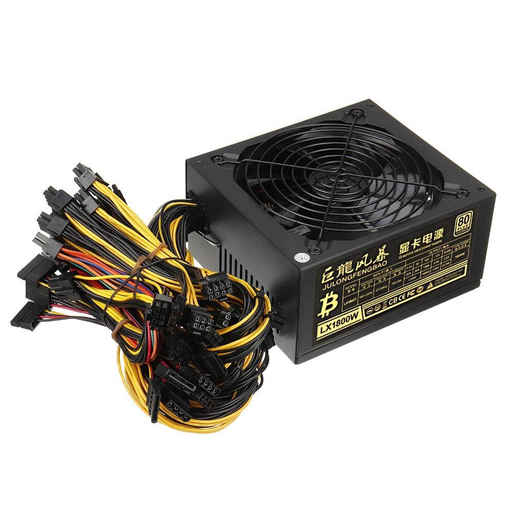 

Блок питания LX-1800W ATX Active PFC 110-220V, для майнинга ферм, 8 видеокарт
