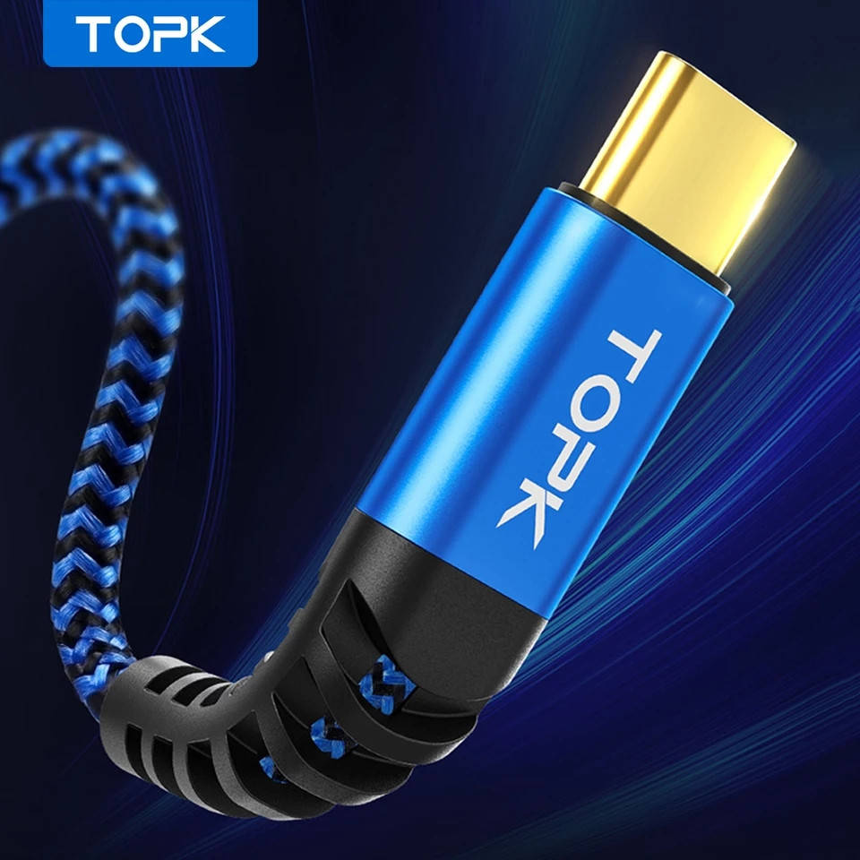 

Кабель USB - USB Type-C TOPK AN24 1 М 3 А QC 2.0/3.0, Синий