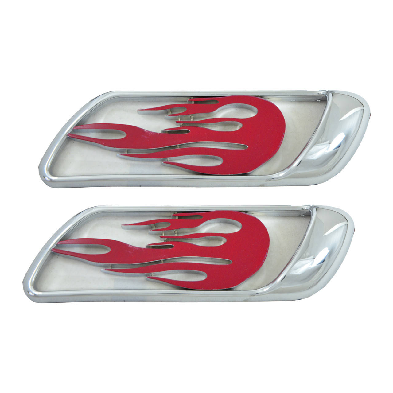 

Декоративные наклейки - молдинги на передние крылья автомобиля ОГОНЬ в хромированной оправе