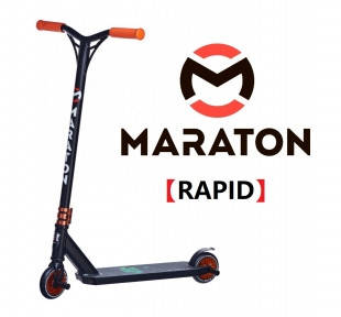 

Самокат для трюков Maraton Rapid Черно-оранжевый (HIC, PEG) + LED-фонарик