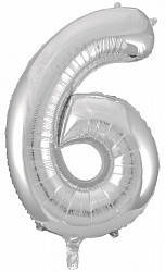 

Фольгована цифра "6" Slim Срібло в упаковці, Серебристый