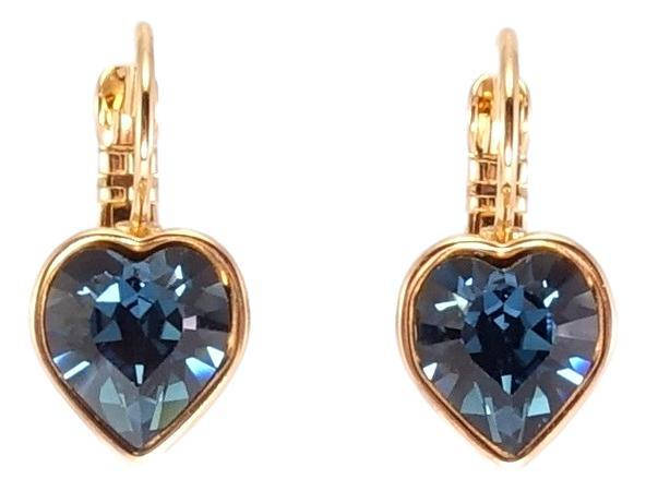 

Серьги ХР Позолота 18K с кр-ми Swarovski французский замок "Кристальные сердца Montana на дужках"