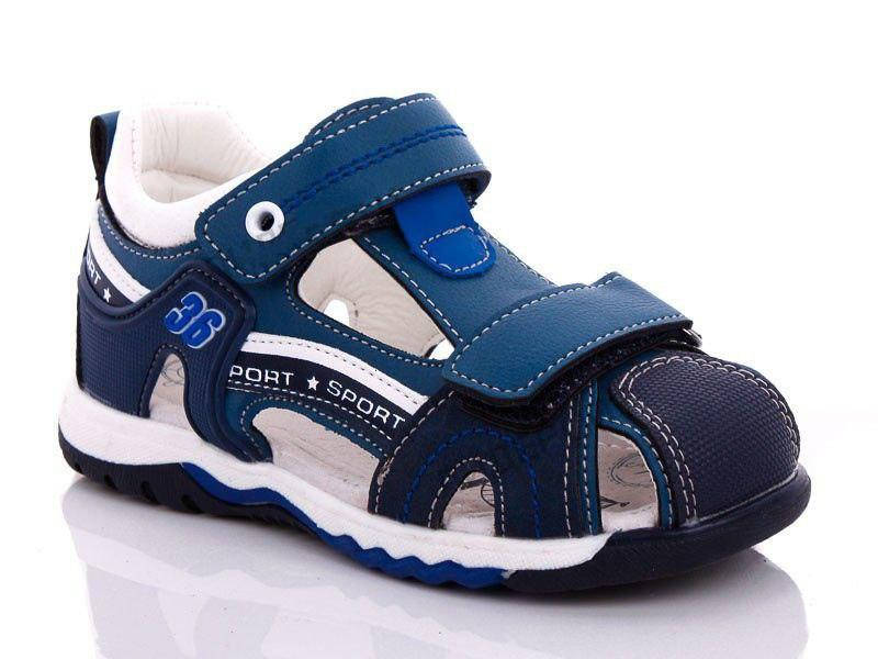 

Босоножки для мальчика детские синего цвета супинатор 30 размер на липучке высокий подъем сандал, Синий