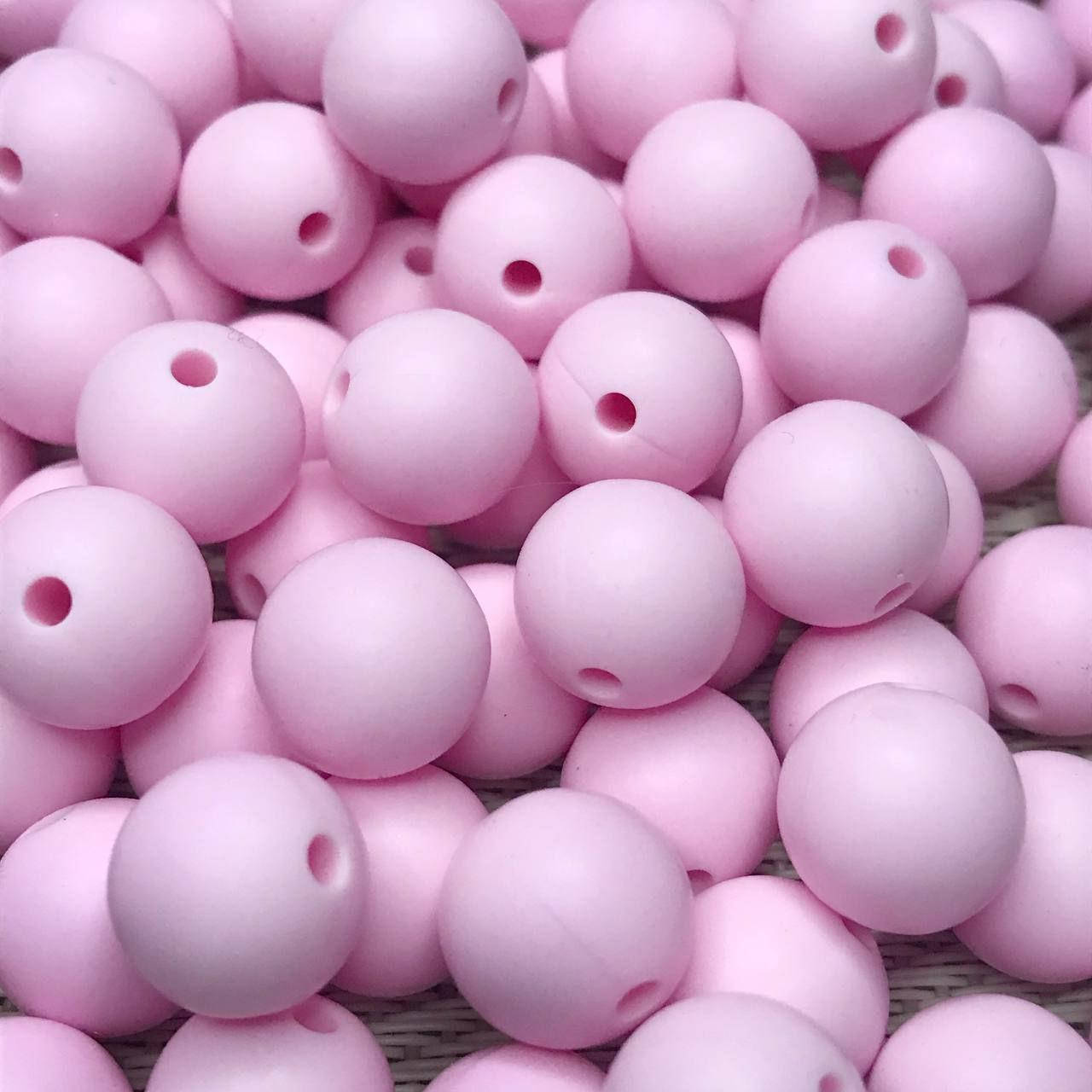 

Круглая 15 мм бусина силиконовая Розовый baby pink
