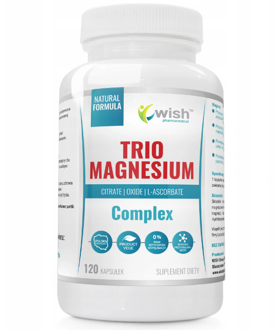

Магниевый комплекс, Оксид магния + Цитрат магния + Аскорбат магния 120 caps, Wish