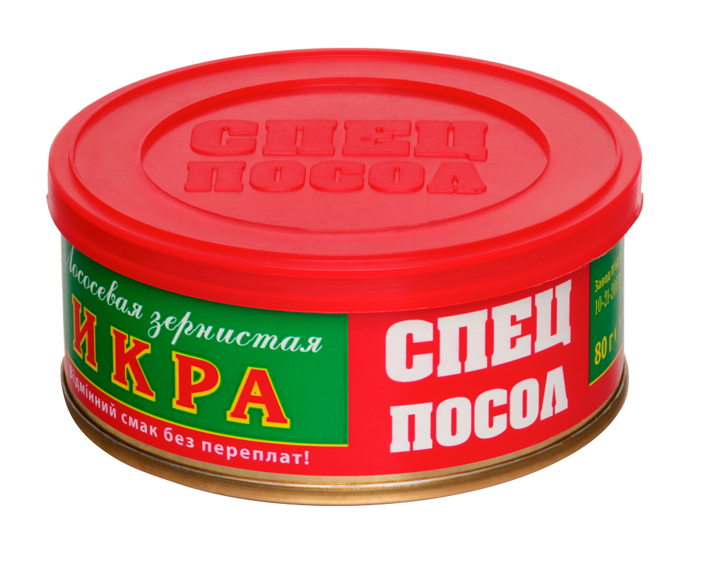 

Икра красная "Спецпосол" лососевая (Red salmon caviar), 80г, ж/б, в коробке КT-0929