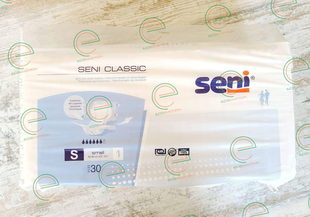 

Памперсы для взрослых 1 SENI Classic small [S] 30 шт, (55-80), 1300мл