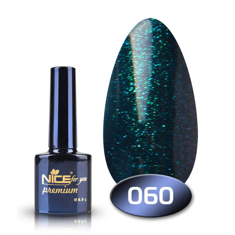 

Гель-лак Nice for you Premium 060 темно зеленый искрящий 8,5 мл,