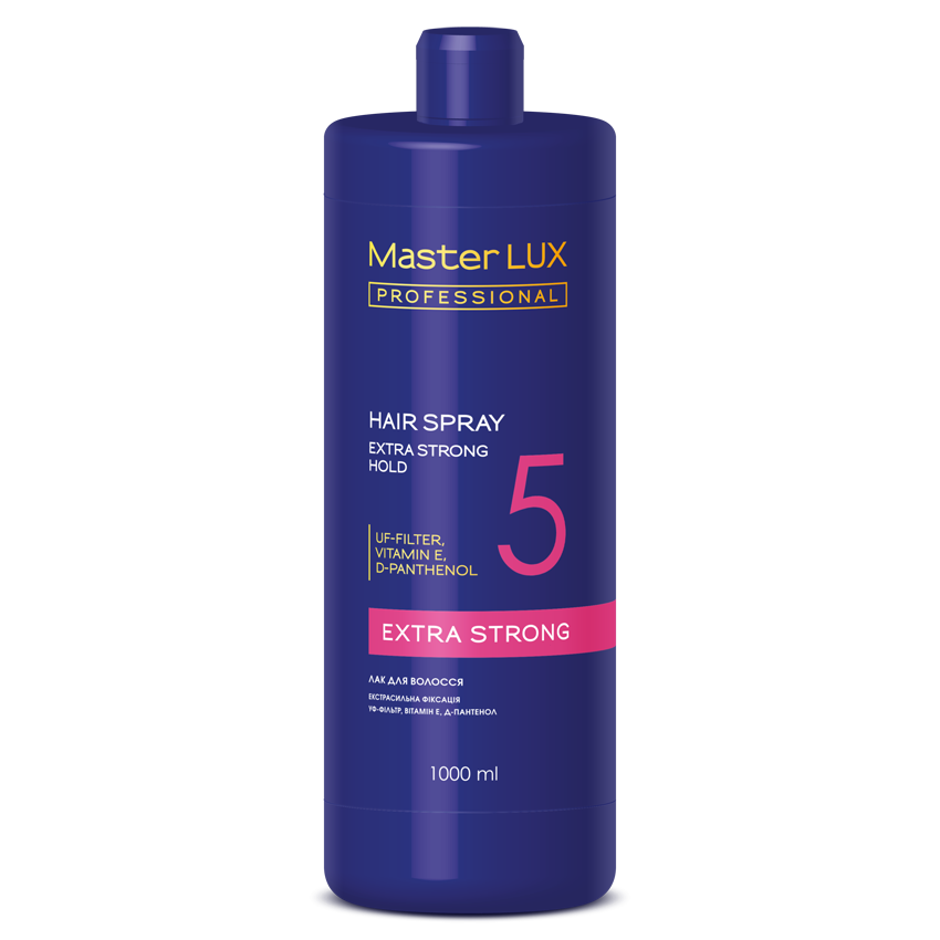 

Лак для волос экстрасильной фиксации Master LUX Professional Hair Spray 1000 мл (19226Qu)