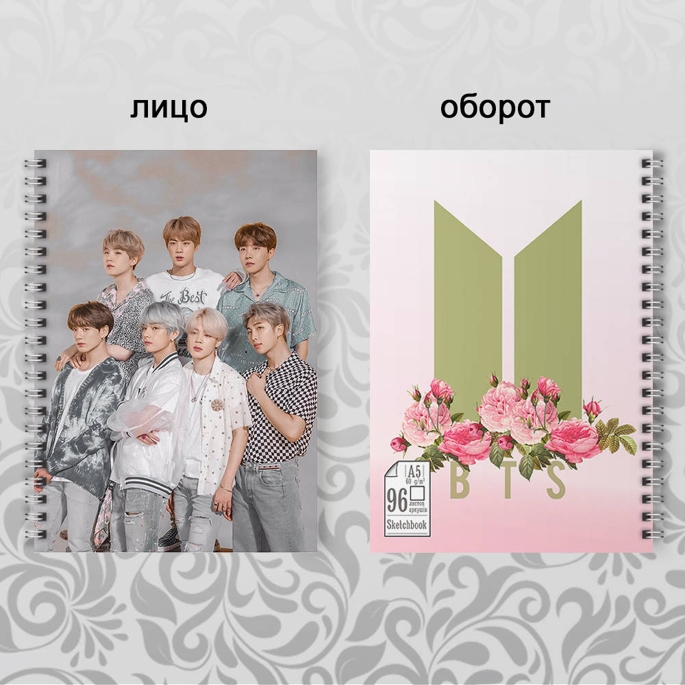 

Скетчбук А5 96 л. 60 гр.м² K-Pop BTS 004