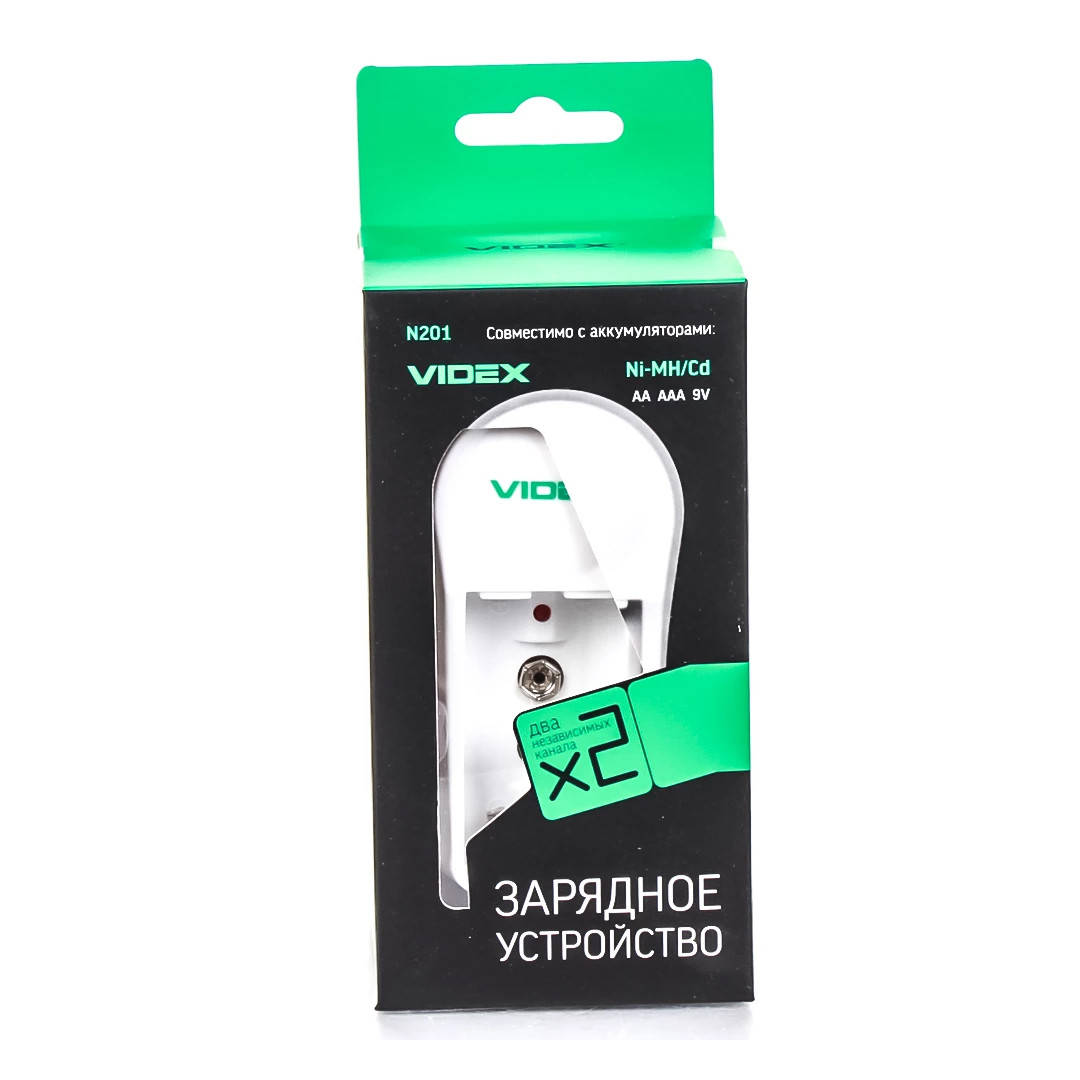 

Зарядное устройство Videx VCH-N201 для аккумуляторов AA AAA 9V (7341)