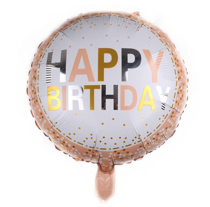 

Шар фольгированный круглый Happy Birthday на персиковом фоне (Китай), Персиковый