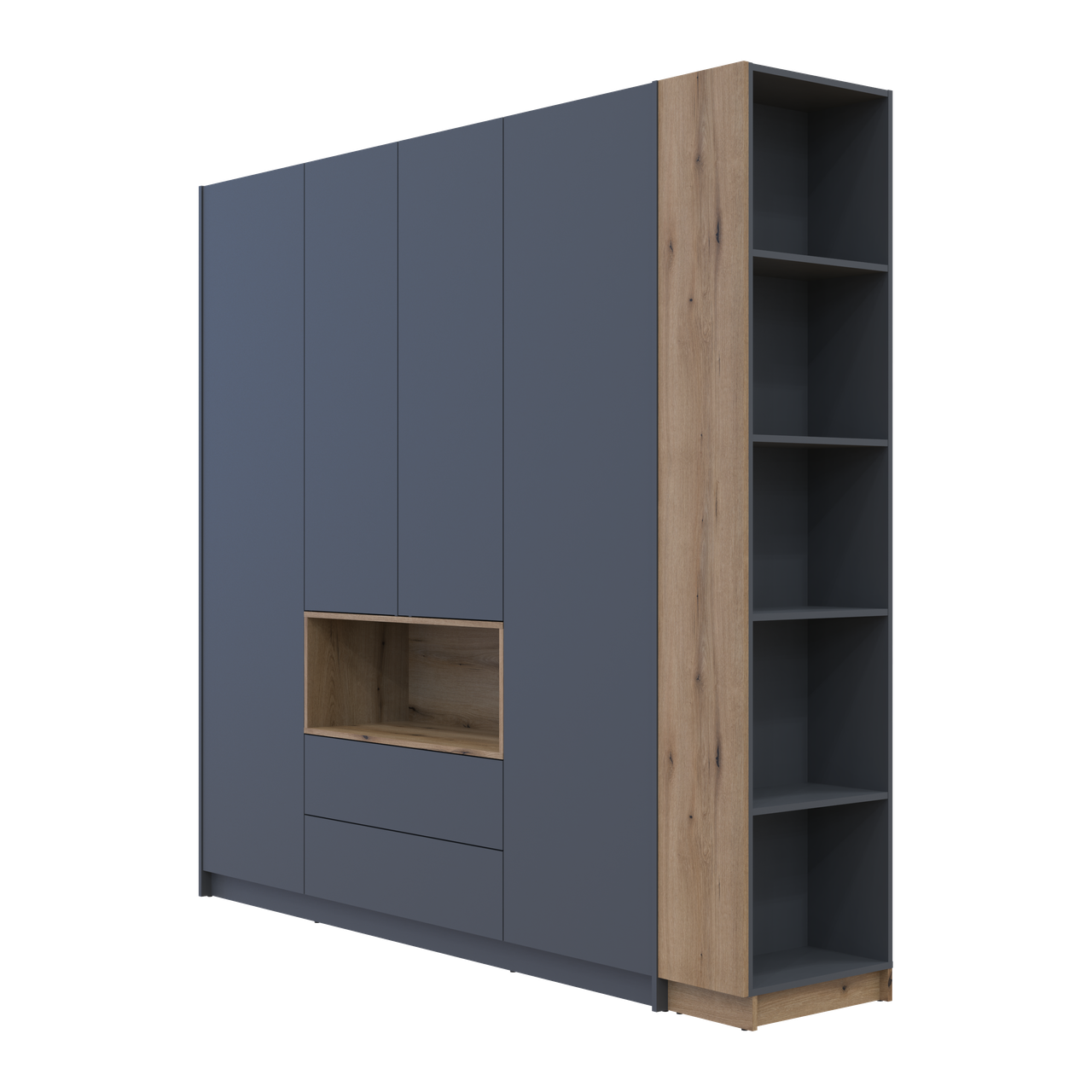 Шафа для одягу з нішею та етажеркою Doros Дейл Графіт/Дуб Евок 4 ДСП 234х52х220 (42005158) 4