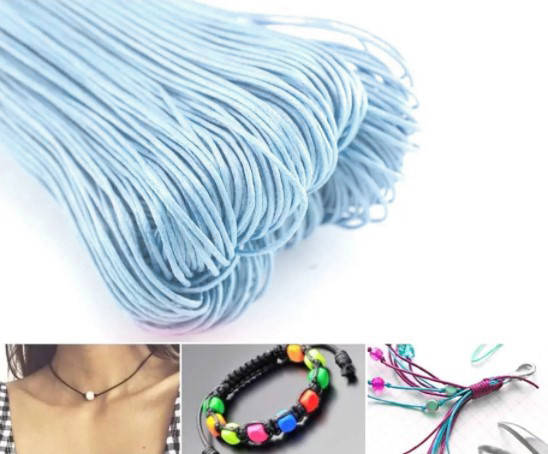

(70 метров) Вощёный шнур 1мм, Цена за моток! Цвет - Нежно голубой