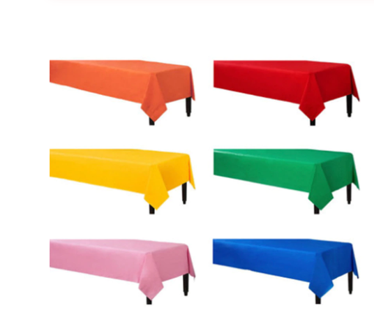 

Скатерть одноразовая 120 x 200 см, полиэтиленовая цветная для стола, Разные цвета