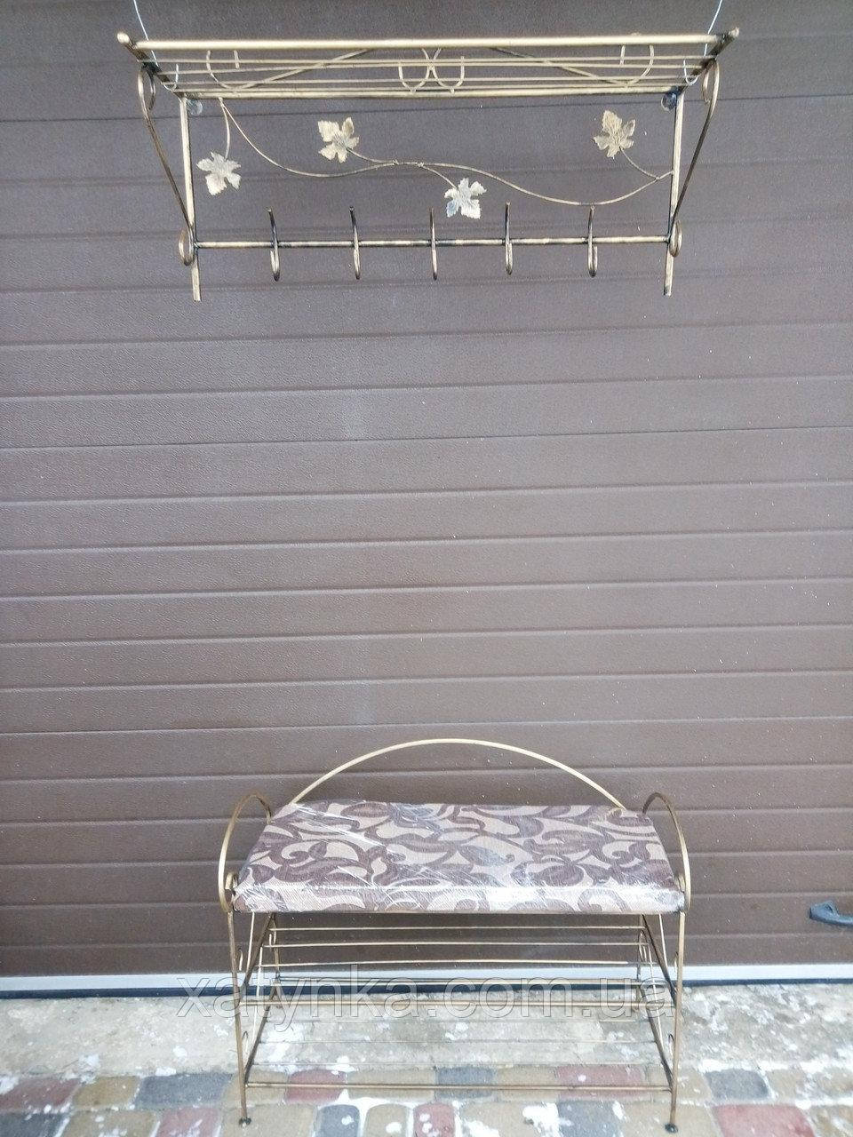 

Кованая прихожая. Пуф большой + Вешак Квадрат большой